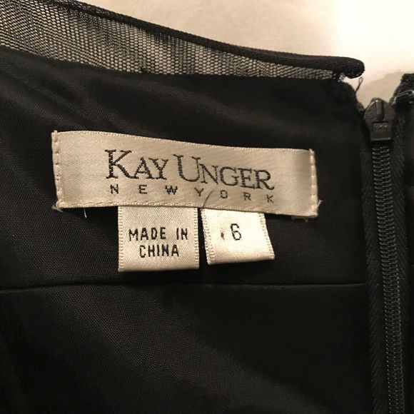 Kay Unger New York Black Cocktail Deep V Tie Back Sash Size 6 - Picture 6 of 10